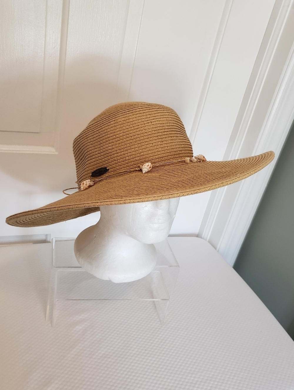 Panama Jack Beige Wide Brim Sun Straw Hat OSFA, Resort, Beachwear